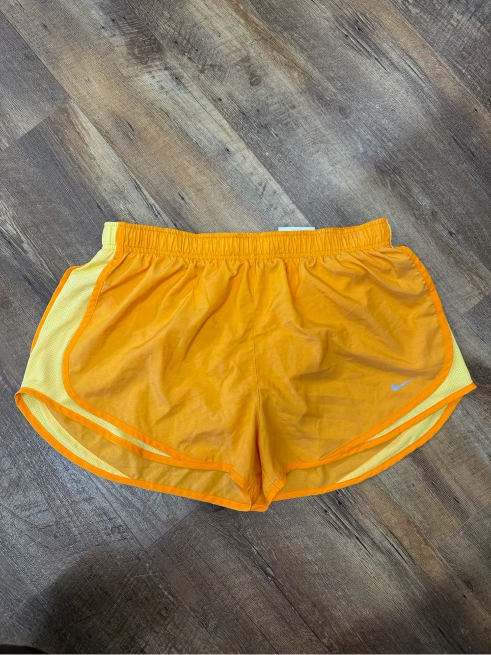 Nike Women's Orange and Yellow Athletic Shorts